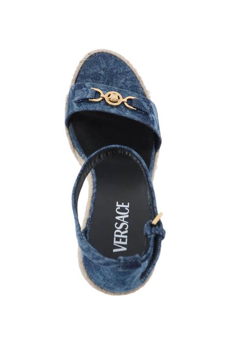 sandali versace barocco|versace laser denim sandals.